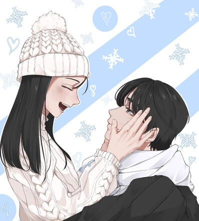 Couple(holding cheek)